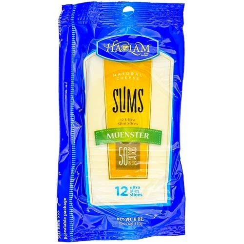 Kosher Haolam Slims Sliced Muenster Cheese 50 Calories 6 Oz 7344